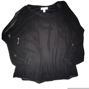 Michael Kors Sheer Arm Black Top